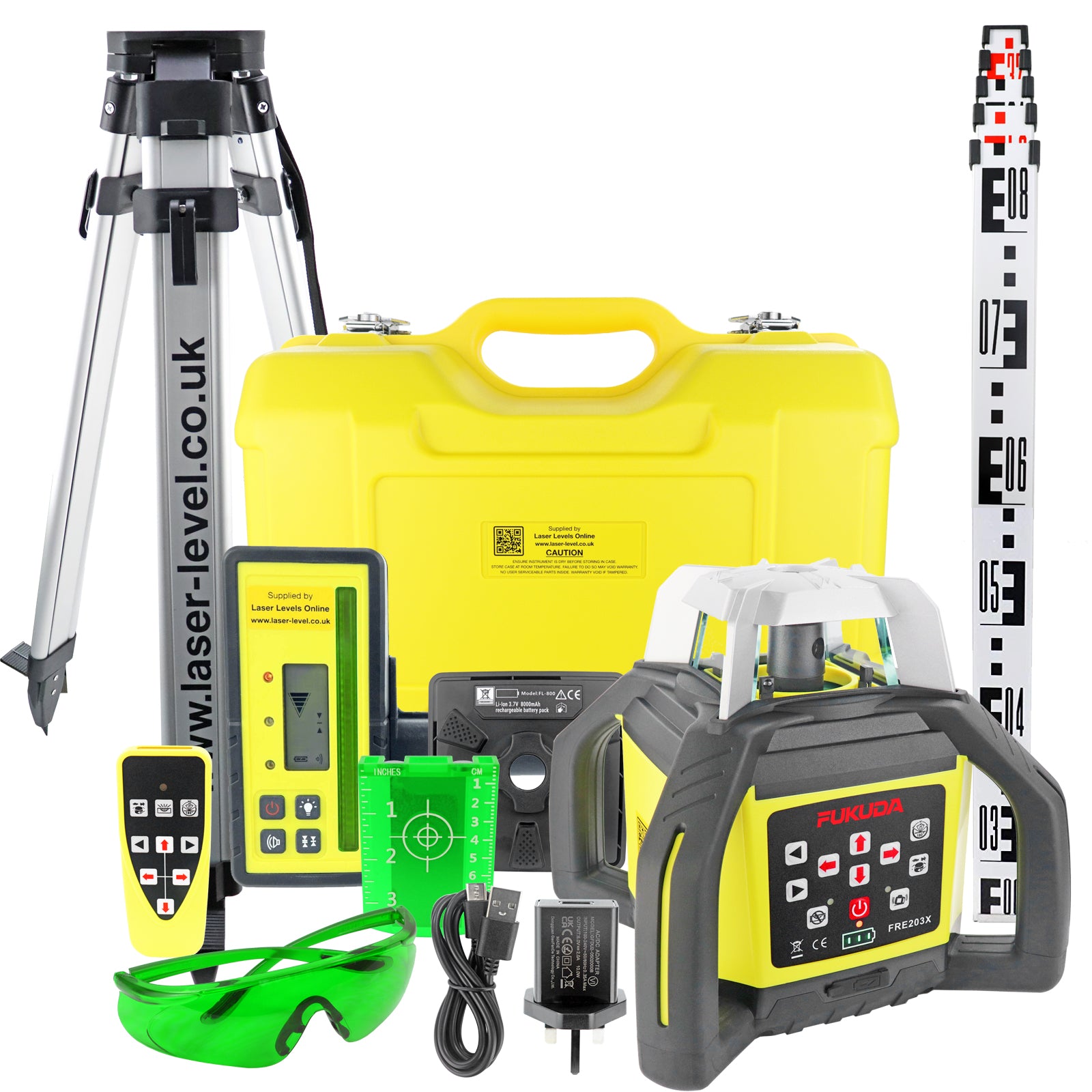 Fukuda FRE-203XG Green Beam Rotary Laser Level Kit