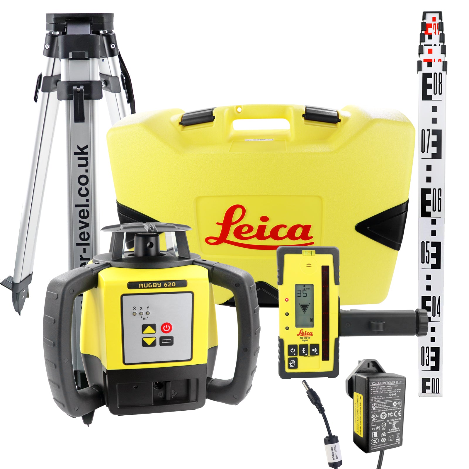 Leica Rugby 620 (Rechargeable) with RE160 (mm/inch) Rod Eye Kit