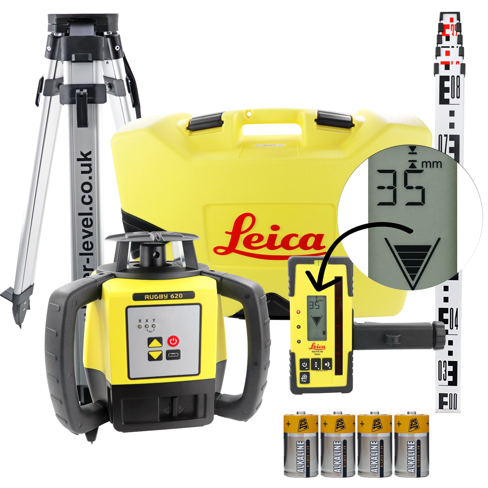 Topcon RL-H5A Includes Rotating Laser, LS-100D (mm/inch) Tripod & Staff ...