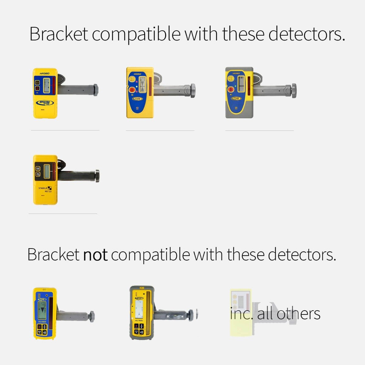 Spectra HR250, HR320, HR350 & Stabila REC150 Rod/Staff Clamp Bracket (SKU: SMB589)