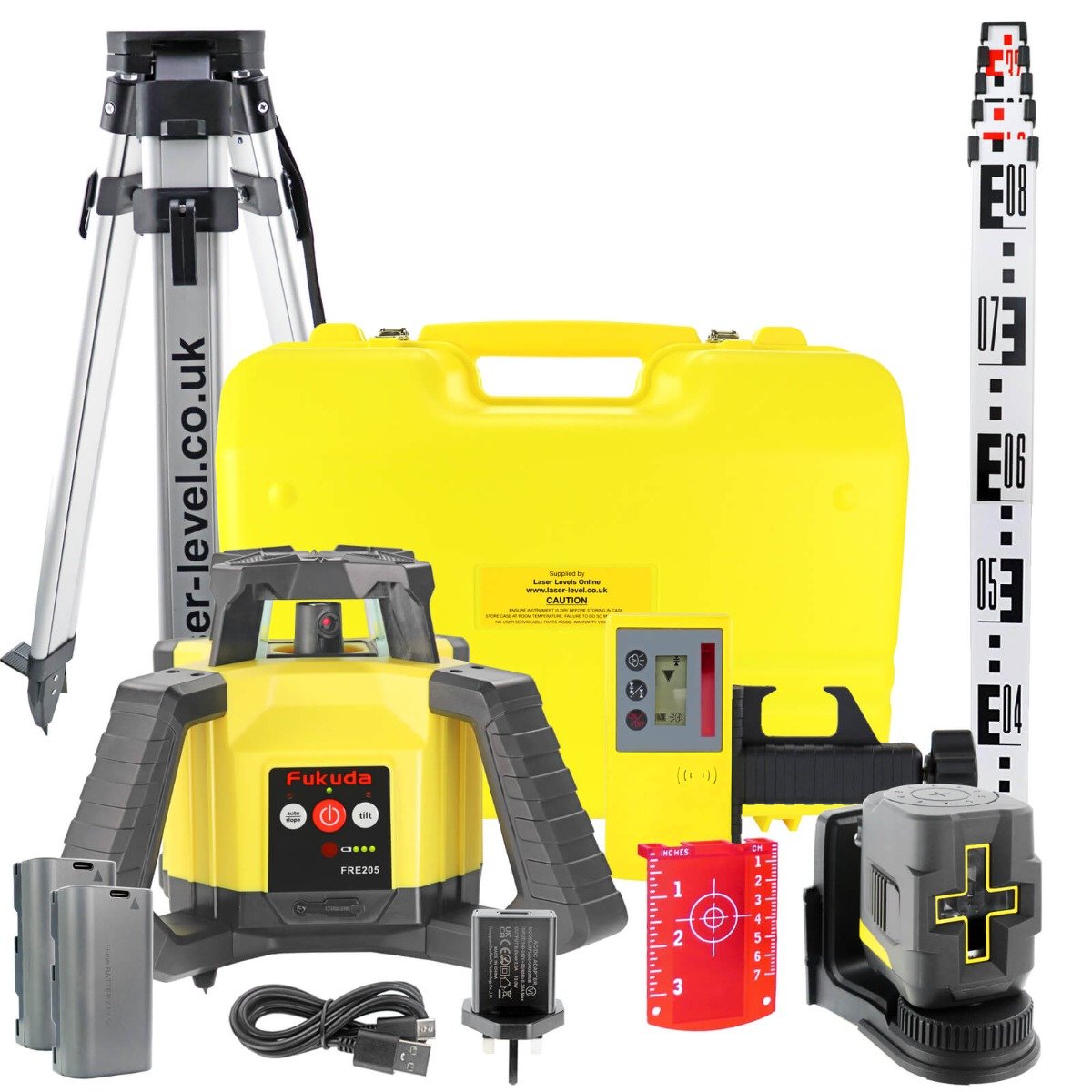 Topcon RL-H5A Includes Rotating Laser, LS-100D (mm/inch) Tripod & Staff ...